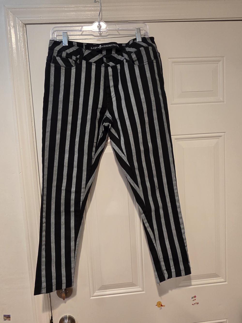 Vintage Lip Service Black and Gray Vertical Stripe Jeans